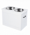 Raised Dog Bowls w/ Storage Function Stainless Steel Bowl Elevated Base Pawhut