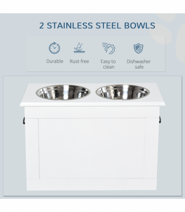 Raised Dog Bowls w/ Storage Function Stainless Steel Bowl Elevated Base Pawhut
