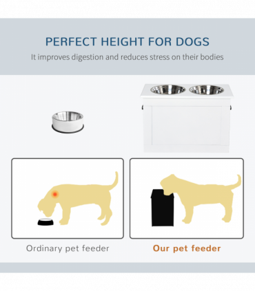 Raised Dog Bowls w/ Storage Function Stainless Steel Bowl Elevated Base Pawhut