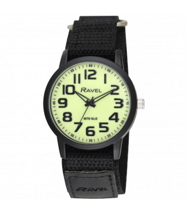 Ravel Mens Sports Bold Arabic Nite Glow Dial Velcro StrapWatch R1601.64.NG
