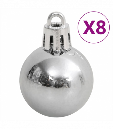 vidaXL 111 Piece Christmas Bauble Set White and Grey Polystyrene