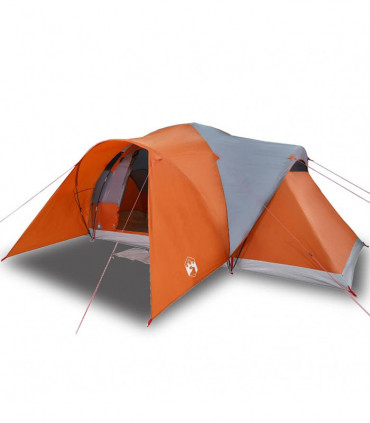 vidaXL Family Tent Dome 6-Person Grey and Orange Waterproof