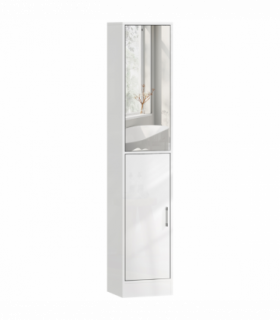 kleankin Tall Bathroom Cabinet with Mirror, High Gloss White