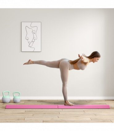 SPORTNOW 7.7FT Folding Gymnastics Balance Beam with Anti-Slip Base, Pink