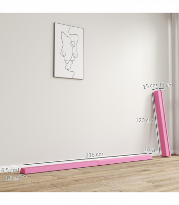 SPORTNOW 7.7FT Folding Gymnastics Balance Beam with Anti-Slip Base, Pink