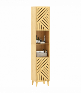 HOMCOM Tall Bathroom Cabinet with Open Compartments and Adjustable Shelves
