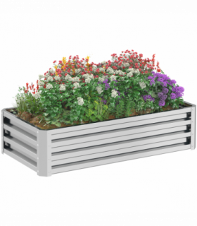 Outsunny Raised Garden Bed Elevated Planter Box for Flowers Silver