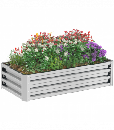 Outsunny Raised Garden Bed Elevated Planter Box for Flowers Silver