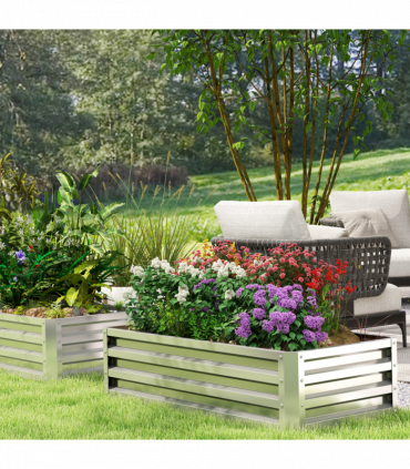 Outsunny Raised Garden Bed Elevated Planter Box for Flowers Silver