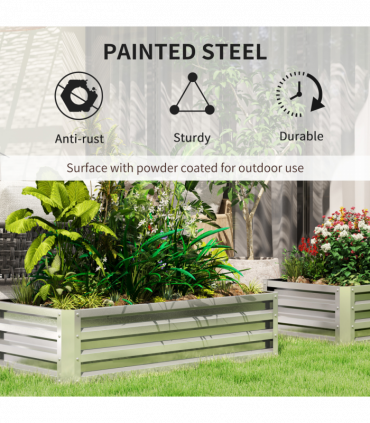 Outsunny Raised Garden Bed Elevated Planter Box for Flowers Silver