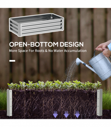 Outsunny Raised Garden Bed Elevated Planter Box for Flowers Silver