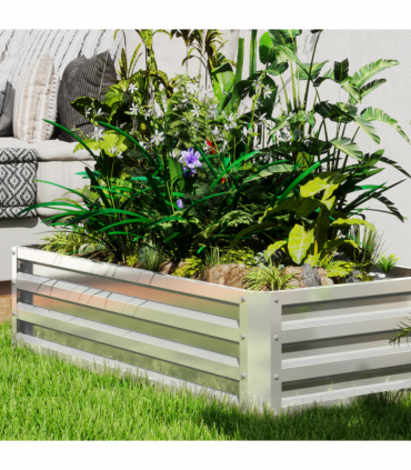 Outsunny Raised Garden Bed Elevated Planter Box for Flowers Silver