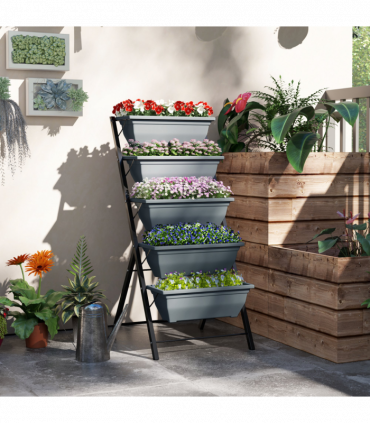 Outsunny 5-Tier Raised Garden Bed, Ladder Planter with 5 Removable Boxes
