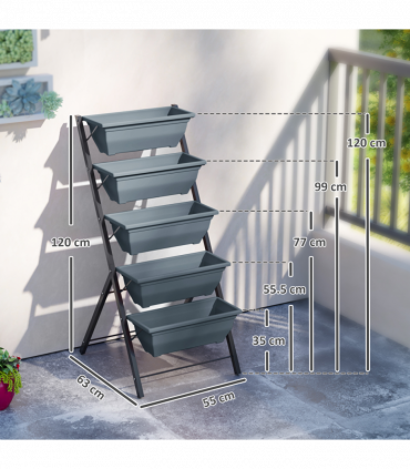 Outsunny 5-Tier Raised Garden Bed, Ladder Planter with 5 Removable Boxes