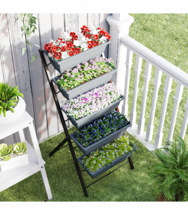 Outsunny 5-Tier Raised Garden Bed, Ladder Planter with 5 Removable Boxes