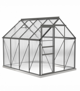 Outsunny Polycarbonate Walk-in Garden Greenhouse w/ Sliding Door Dark Grey