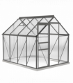 Outsunny Polycarbonate Walk-in Garden Greenhouse w/ Sliding Door Dark Grey