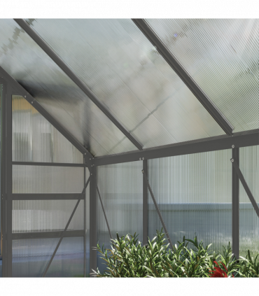 Outsunny Polycarbonate Walk-in Garden Greenhouse w/ Sliding Door Dark Grey