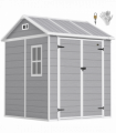 Outsunny 6 x 6ft Plastic Garden Shed with Floor, Window, Vents, Grey
