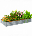 Outsunny Galvanised Raised Garden Bed, 240x120x30cm Raised Bed, Silver