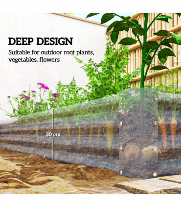 Outsunny Galvanised Raised Garden Bed, 240x120x30cm Raised Bed, Silver