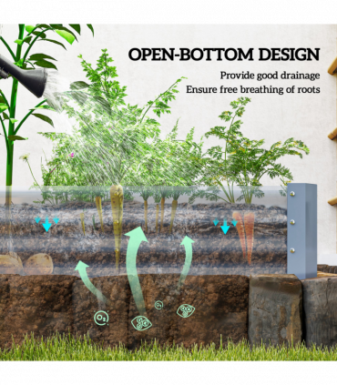 Outsunny Galvanised Raised Garden Bed, 240x120x30cm Raised Bed, Silver