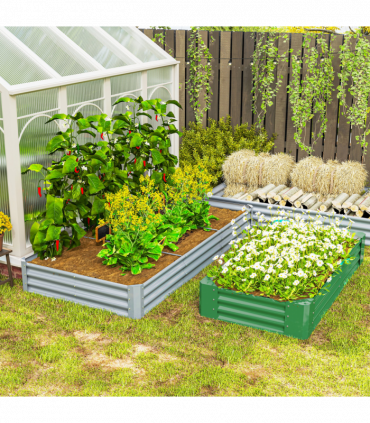 Outsunny Galvanised Raised Garden Bed, 240x120x30cm Raised Bed, Silver