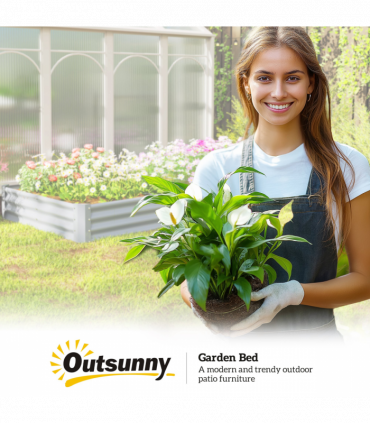 Outsunny Galvanised Raised Garden Bed, 240x120x30cm Raised Bed, Silver