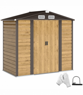 Outsunny 7 x 4ft Upgraded Metal Shed with Lock, Easy to Assemble, Natural