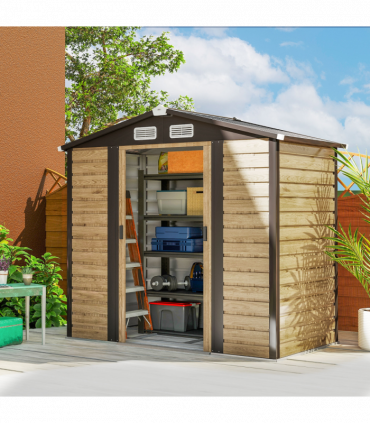 Outsunny 7 x 4ft Upgraded Metal Shed with Lock, Easy to Assemble, Natural