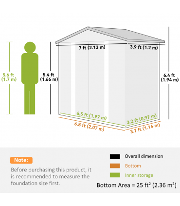 Outsunny 7 x 4ft Upgraded Metal Shed with Lock, Easy to Assemble, Natural