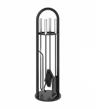 Outsunny 5 PCS Fireplace Companion Set, Metal Fireside Companion Set, Silver