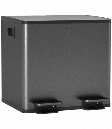 HOMCOM 2 x 15L Dual Kitchen Bin Pedal Bin for Recycling and Waste, Black