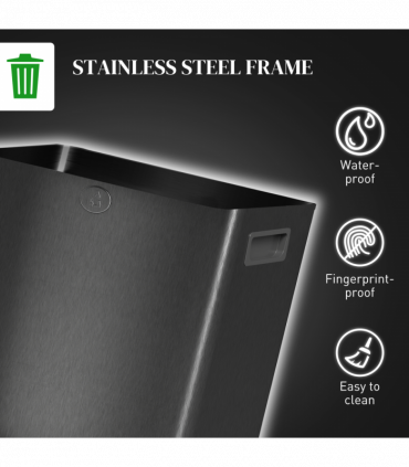 HOMCOM 2 x 15L Dual Kitchen Bin Pedal Bin for Recycling and Waste, Black