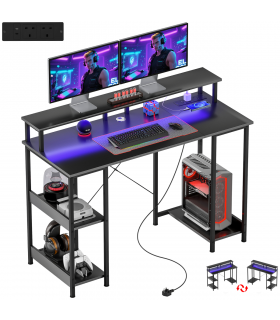 HOMCOM Computer Desk Reversible Home Office Desk with Storage Grey