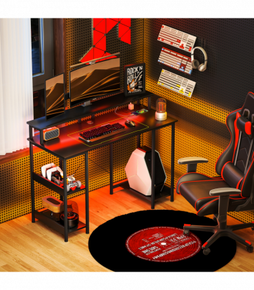 HOMCOM Computer Desk Reversible Home Office Desk with Storage Grey