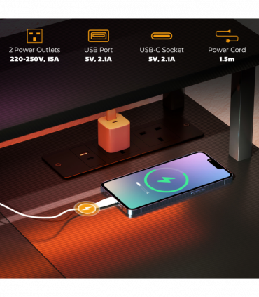 HOMCOM Computer Desk Reversible Home Office Desk with Storage Grey