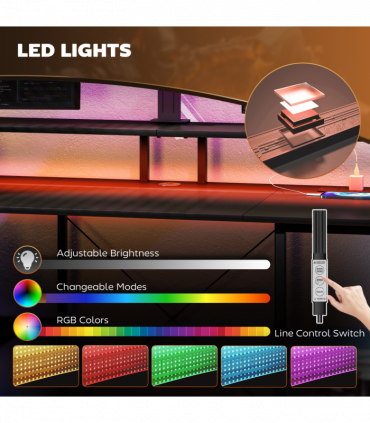 HOMCOM Computer Desk Reversible Home Office Desk with Storage Grey