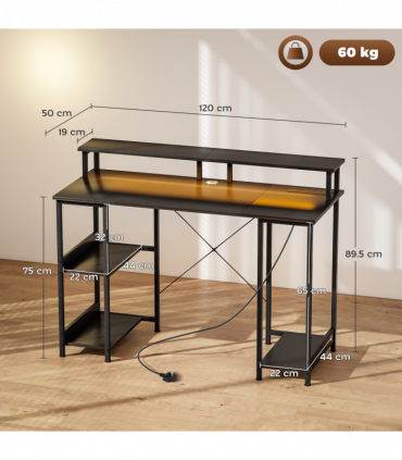 HOMCOM Computer Desk Reversible Home Office Desk with Storage Grey