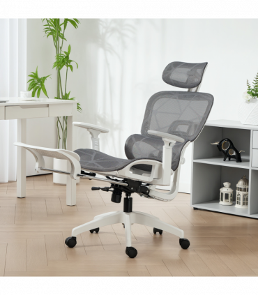 HOMCOM Ergonomic Office Chair Swivel Computer Chair with 3D Armrest Grey