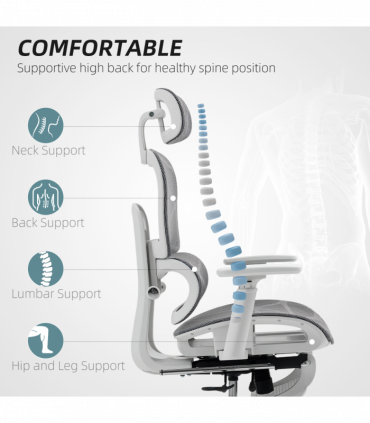 HOMCOM Ergonomic Office Chair Swivel Computer Chair with 3D Armrest Grey