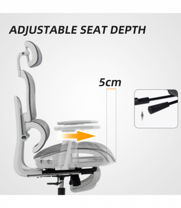 HOMCOM Ergonomic Office Chair Swivel Computer Chair with 3D Armrest Grey