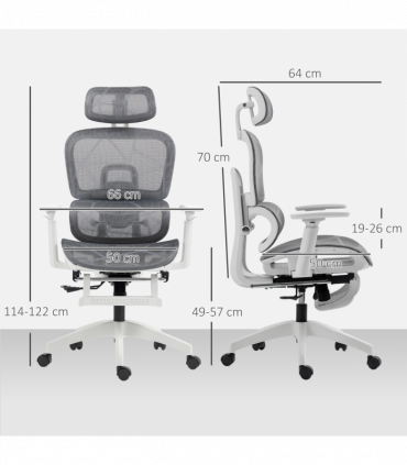 HOMCOM Ergonomic Office Chair Swivel Computer Chair with 3D Armrest Grey