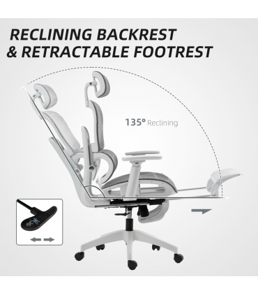 HOMCOM Ergonomic Office Chair Swivel Computer Chair with 3D Armrest Grey