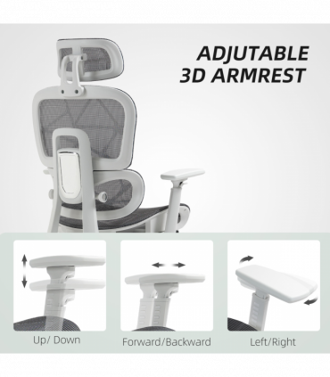 HOMCOM Ergonomic Office Chair Swivel Computer Chair with 3D Armrest Grey