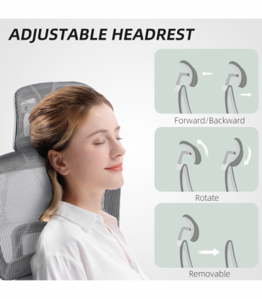 HOMCOM Ergonomic Office Chair Swivel Computer Chair with 3D Armrest Grey