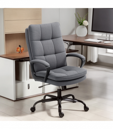 HOMCOM Fabric Office Chair, Computer Desk Chair for Home, Charcoal Grey