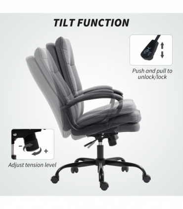 HOMCOM Fabric Office Chair, Computer Desk Chair for Home, Charcoal Grey