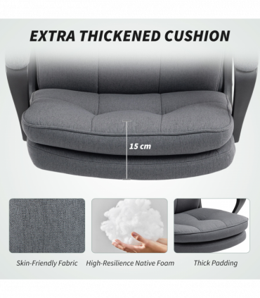 HOMCOM Fabric Office Chair, Computer Desk Chair for Home, Charcoal Grey