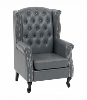 HOMCOM Chesterfield-style Wing Back Armchair Tufted Accent Chair Grey